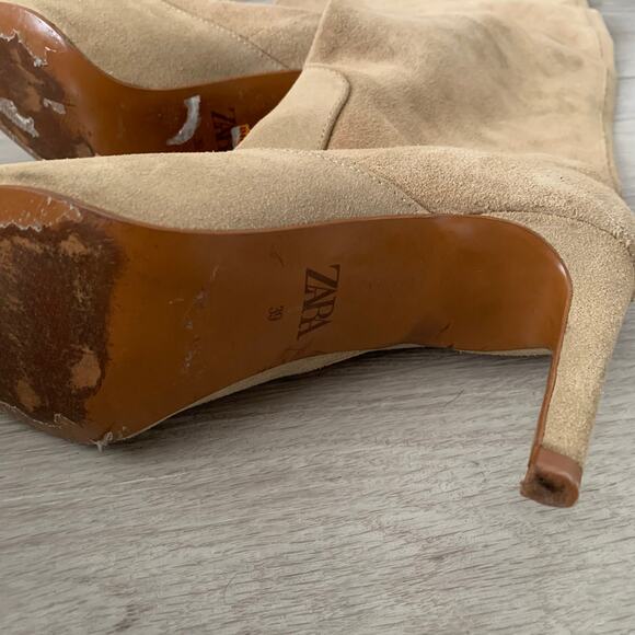 Zara Suede Leather Knee Boots Size 39 - Picture 6 of 7